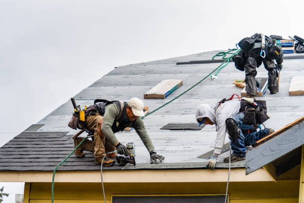 Professional Roofing technician working in Harris, NY